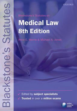Blackstone's Statutes on Medical Law 8th 9780199678624 Front Cover