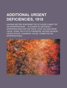Additional Urgent Deficiencies 1918