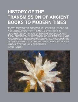 History of the Transmission of Ancient Books to Modern Times