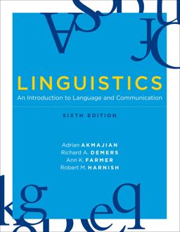 Linguistics An Introduction to Language and Communication 6th 9780262513708 Front Cover
