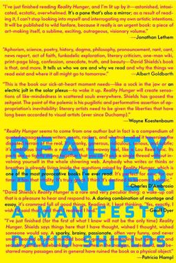 Reality Hunger A Manifesto  9780307273536 Front Cover