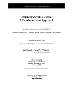 Reforming Juvenile Justice A Developmental Approach  9780309278904 Front Cover