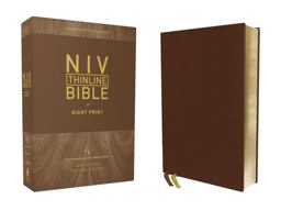 NIV Thinline Bible, Giant Print, Genuine Leather, Buffalo, Red Letter Edition, Comfort Print [Brown]