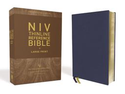 NIV Thinline Reference Bible, Large Print, Genuine Leather, Buffalo, Red Letter Edition, Comfort Print [Blue]