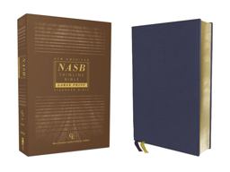 NASB Thinline Bible, Large Print, Genuine Leather, Buffalo, Red Letter Edition, 1995 Text, Comfort Print [Blue]