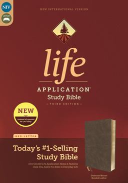 NIV Life Application Study Bible, Third Edition, Bonded Leather, Red Letter, Thumb Indexed [Brown]