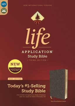 NIV Life Application Study Bible, Third Edition, Bonded Leather, Red Letter, Thumb Indexed [Navy Floral]