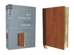 NIV, Thinline Bible, Giant Print, Leathersoft, Brown, Red Letter, Comfort Print