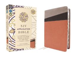 NIV Application Bible, Leathersoft, Coral-Gray, Red Letter, Thumb Indexed, Comfort Print