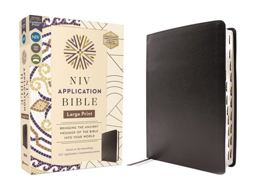 NIV Application Bible, Large Print, European Bonded Leather, Black, Red Letter, Thumb Indexed, Comfort Print