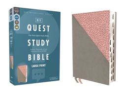 NIV, Quest Study Bible, Large Print, Leathersoft, Gray/Pink, Thumb Indexed, Comfort Print