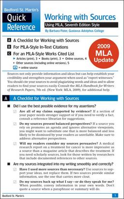 Work with Sources Using MLA with 2009 MLA Update