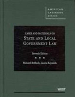 Cases and Materials on State and Local Government Law 7th 9780314183613 Front Cover