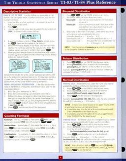 The Triola Statistics TI-83/TI-84 Plus Reference