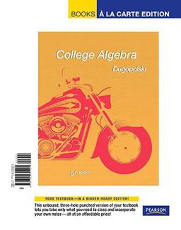 College Algebra, Books a la Carte Edition
