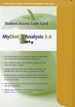 MyDietAnalysis Student Access Code Card
