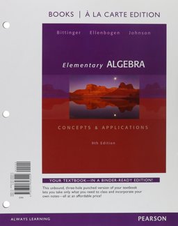 Elementary Algebra Concepts and Applications, Books a la Carte Edition 9th 9780321848222 Front Cover