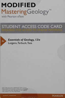 Modified MasteringGeology with Pearson EText -- ValuePack Access Card -- for Essentials of Geology