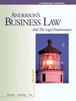 Anderson's Business Law and the Legal Environment 18th 2001 9780324066920 Front Cover