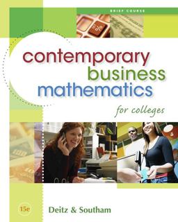 Contemporary Business Mathematics for Colleges, Brief Edition (with CD-ROM) 15th 9780324595475 Front Cover