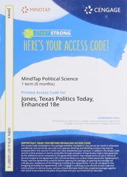 MindTap for Jones/Maxwell/Crain/Davis/Wlezien/Flores' Texas Politics Today, Enhanced, 18th Edition [Instant Access], 1 term 18th 9780357028872 Front Cover