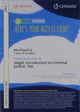 MindTapV2. 0 for Siegel/Worrall's Introduction to Criminal Justice, 1 Term Printed Access Card