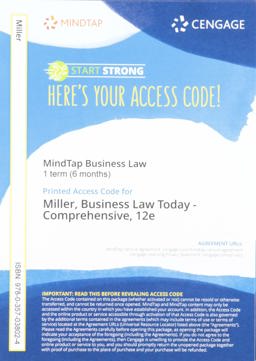 MindTap for Miller's Business Law Today, Comprehensive, 1 Term Printed Access Card