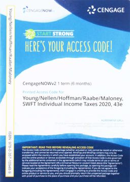 CNOWv2 for Young/Nellen/Hoffman/Raabe/Maloney's South-Western Federal Taxation 2020: Individual Income Taxes, 1 Term Printed Access Card