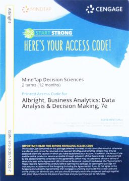 MindTap for Albright/Winston's Business Analytics: Data Analysis and Decision Making, 2 Terms Printed Access