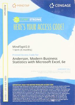 MindTapV2. 0 for Anderson/Sweeney/Williams/Camm/Cochran's Modern Business Statistics with Microsoft Excel, 1 Term Printed Access Card