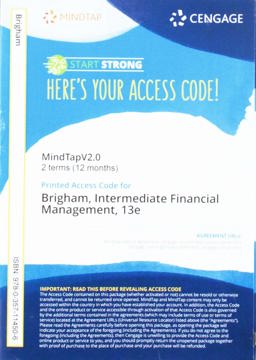 MindTapV2. 0 Finance, 2 Terms (12 Months) Printed Access Card for Brigham/Daves' Intermediate Financial Management