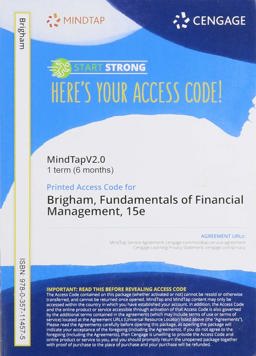 MindTapV2. 0 Finance, 1 Term (6 Months) Printed Access Card for Brigham/Houston's Fundamentals of Financial Management, 15th