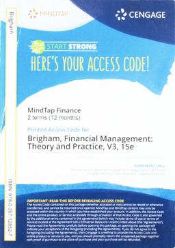 MindTapV3. 0 for Brigham/Ehrhardt's Financial Management: Theory and Practice, 2 Terms Printed Access Card