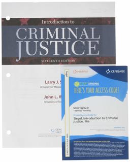 Bundle: Introduction to Criminal Justice, Loose-Leaf Version, 16th + MindTap Criminal Justice, 1 Term (6 Months) Printed Access Card, Enhanced 16th 9780357251102 Front Cover
