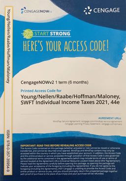 CNOWv2 for Young/Nellen/Raabe/Hoffman/Maloney's South-Western Federal Taxation 2021: Individual Income Taxes, 1 Term Printed Access Card