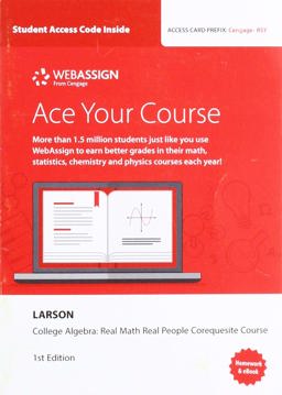 WebAssign with Corequisite Support for Larson's College Algebra: Real Mathematics, Real People Single-Term Printed Access Card