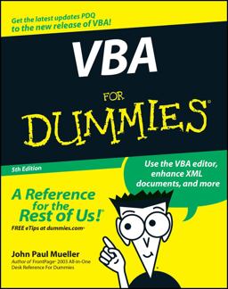 VBA for Dummies 5th 9780470046500 Front Cover