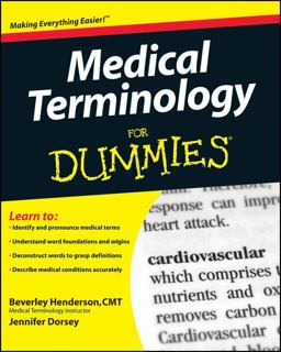 Medical Terminology for Dummies  9780470279656 Front Cover
