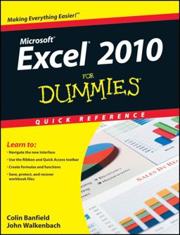 Excel 2010 for Dummies Quick Reference  9780470527559 Front Cover