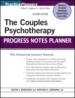 Couples Psychotherapy Progress Notes Planner 2nd 9780470936917 Front Cover
