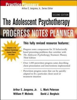 Adolescent Psychotherapy Progress Notes Planner 2nd 9780471459798 Front Cover
