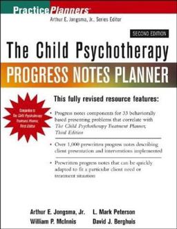 Child Psychotherapy Progress Notes Planner 2nd 9780471459804 Front Cover