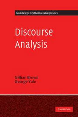 Discourse Analysis  9780521284752 Front Cover