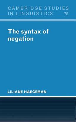 Syntax of Negation  9780521464925 Front Cover