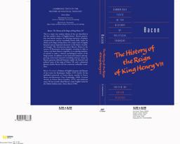 Bacon The History of the Reign of King Henry VII and Selected Works  9780521586634 Front Cover