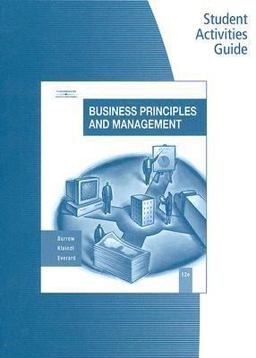Student Activity Guide for Burrow/Kleindl's Business Principles and Management, 12th 12th 9780538444705 Front Cover