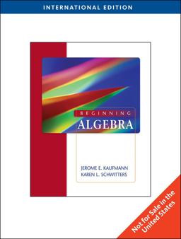 Beginning Algebra Beginning Algebra