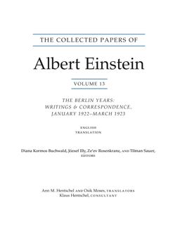 The Collected Papers of Albert Einstein, Volume 13