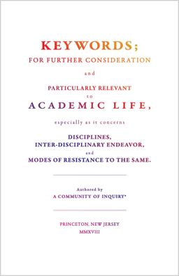 Keywords; For Further Consideration and Particularly Relevant to Academic Life, &amp;c  9780691181837 Front Cover
