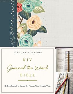 KJV, Journal the Word Bible, Hardcover, Green Floral Cloth, Red Letter Edition